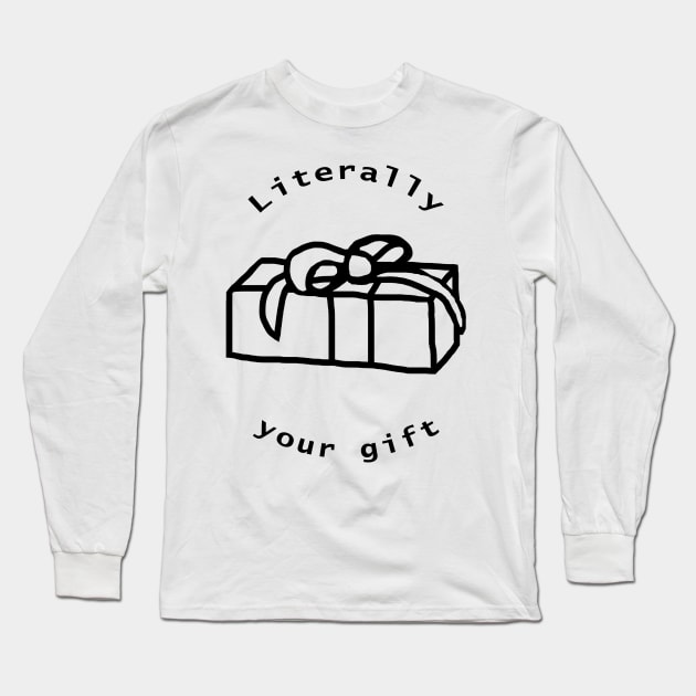 Your Gift Line Drawing for Christmas Long Sleeve T-Shirt by ellenhenryart